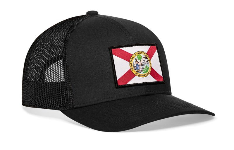 HAKA Florida Flag Black Trucker Hat â€“ Florida Mesh Snapback Cap for Men, & Women Golf Baseball Dad Hat - Image 1